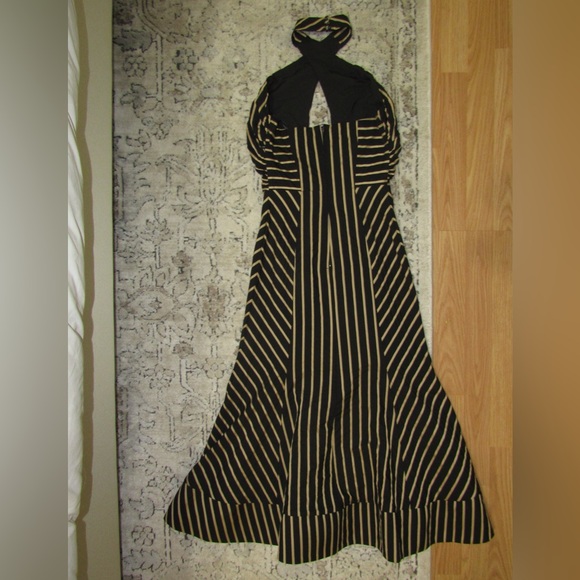 NWT C/MEO Collective High as Hope Midi Dress in Black Stripe - Picture 6 of 13